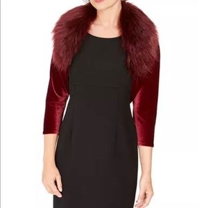 NWT Velvet Faux Fur Collar Shrug Jacket